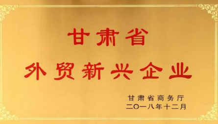 獲評“甘肅省外貿(mào)新興企業(yè)”